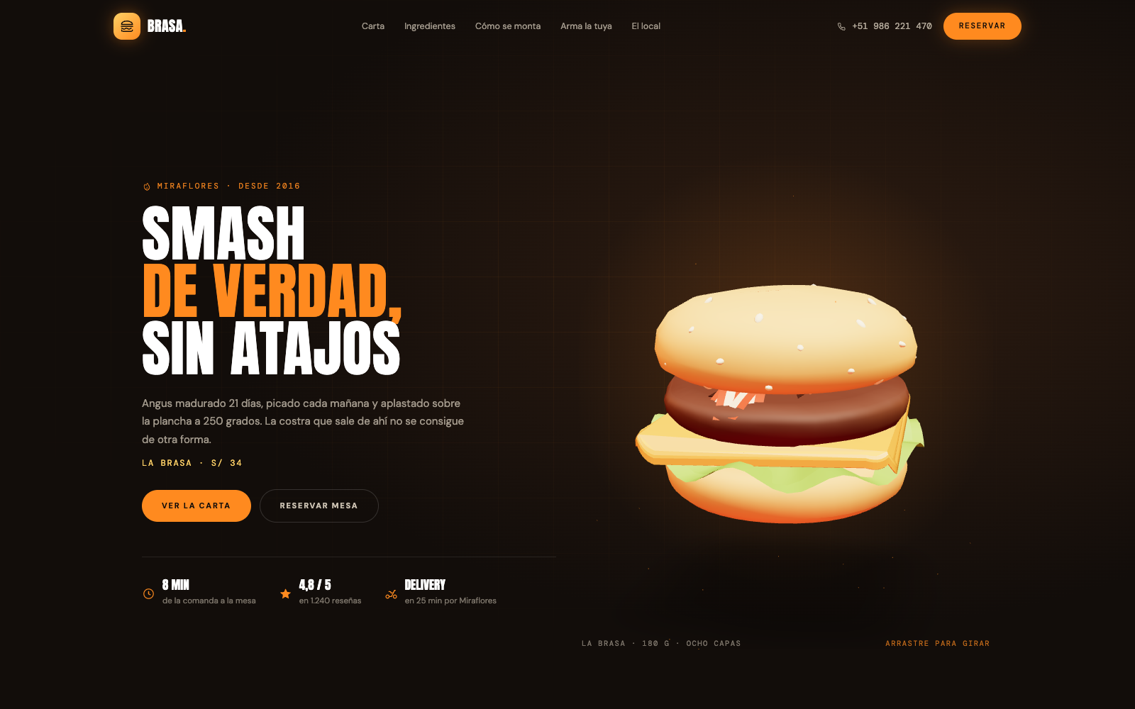 Captura del sitio web de Burger House