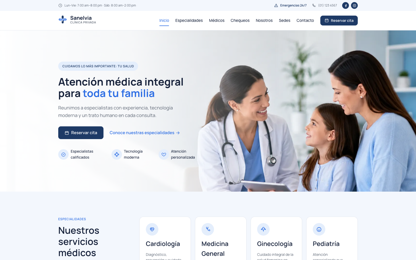 Captura del sitio web de Sanelvia